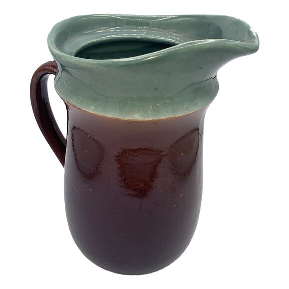 Vintage 1940s RED WING Pottery OOMPH 9" Brown/Green Water Pitcher - Picture 4 of 7